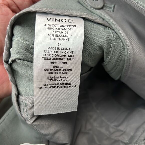 Vince Sage Green mid-rise slim-fit dress pants size 0 NWT - Picture 9 of 11